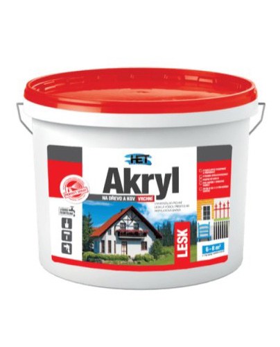 Akryl LESK 3kg bílá 1000 HET - Barvy, laky a chemie Barvy, laky, spreje Nátěry na kov, dřevo Vodouředitelné