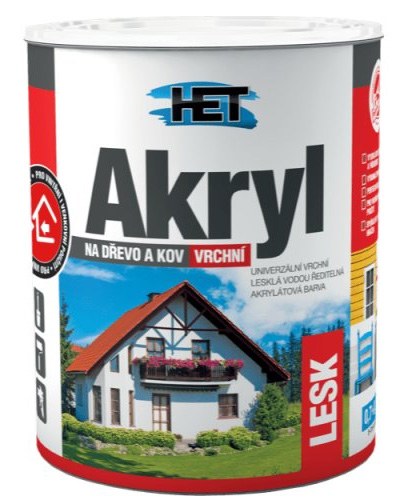 Akryl LESK 0,7kg sv.hnědý 0225 HET - Barvy, laky a chemie Barvy, laky, spreje Nátěry na kov, dřevo Vodouředitelné